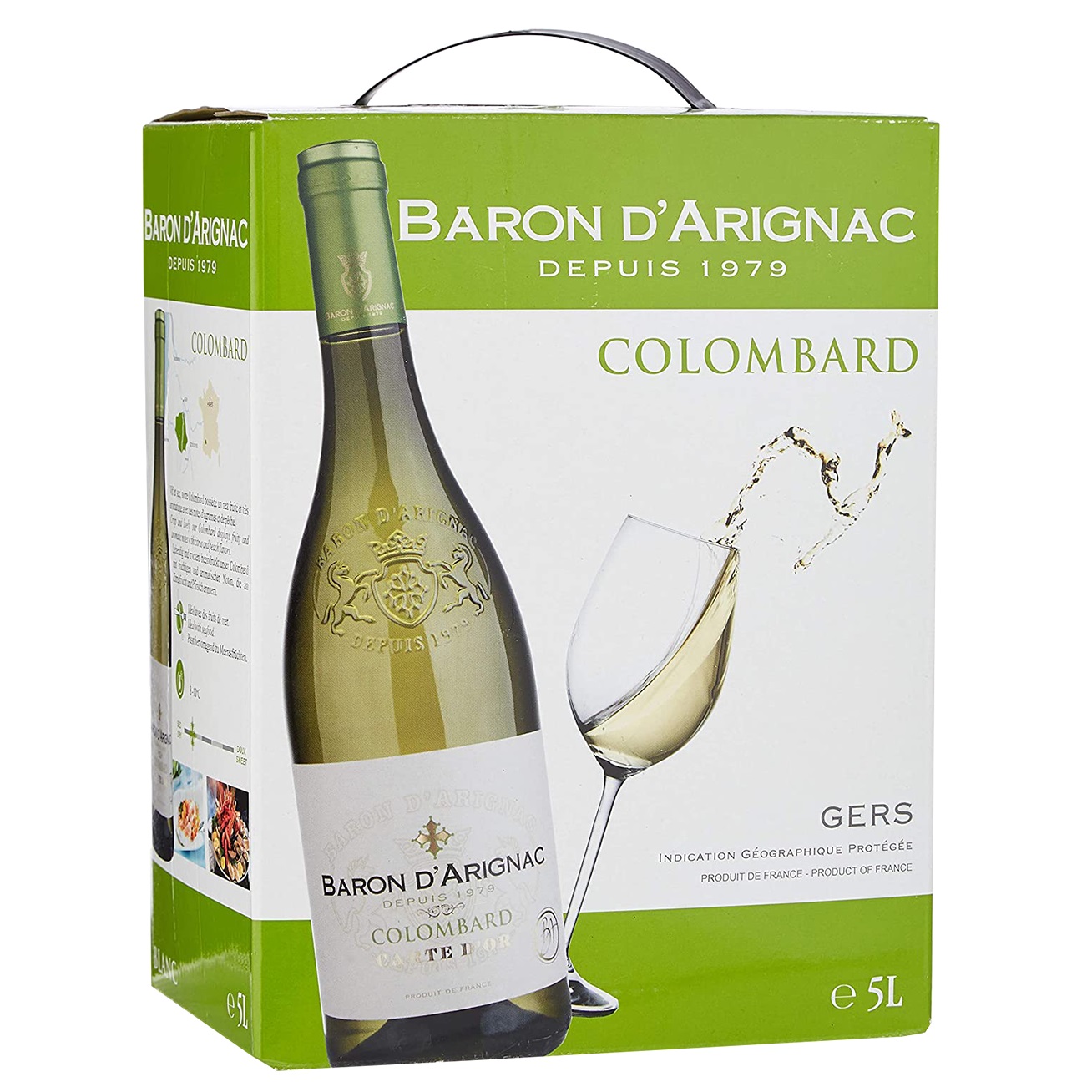 Вино Baron d'Arignac Colombard, біле, сухе, 11%, 5л (27289) - фото 1