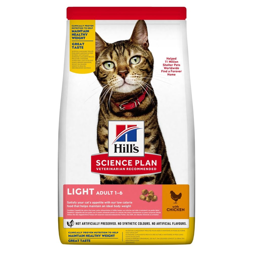 Сухой корм для взрослых кошек Hill's Science Plan Adult Light, для подверженных лишнему весу, с курицей, 1,5 кг (604080) - фото 1