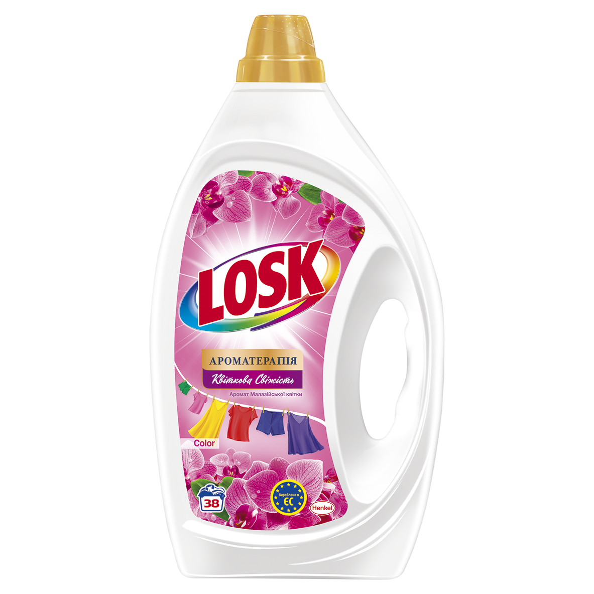 Гель для прання Losk Колор Ароматерапія Ефірні масла та аромат Малазійської квітки, 1.71 л - фото 1