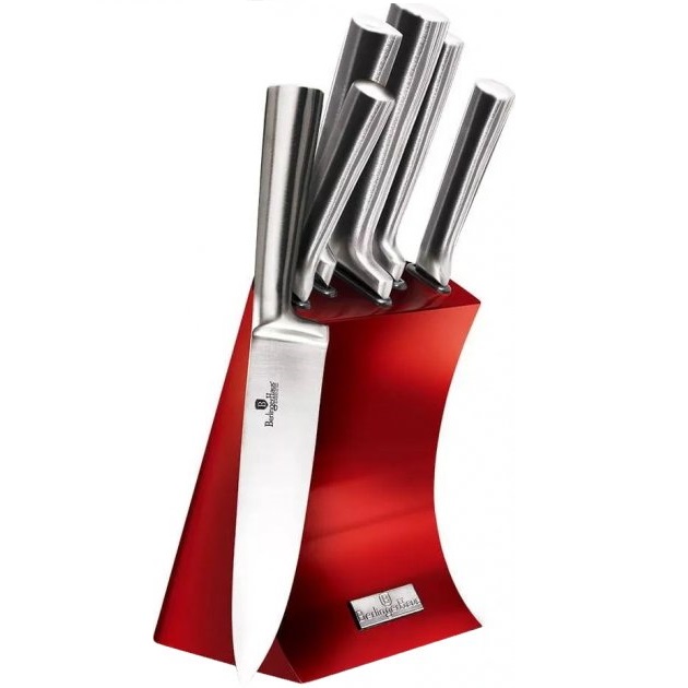 Набір ножів Berlinger Haus з підставкою, 6 предметів, червоний із сріблястим (BH 2450) - фото 1