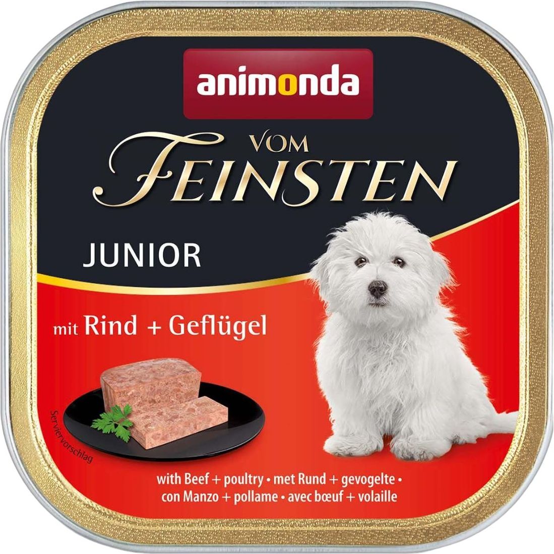 Влажный беззерновой корм для щенков Animonda Vom Feinsten Junior with Beef + Poultry, с гвядиной и птицей, 150 г - фото 1