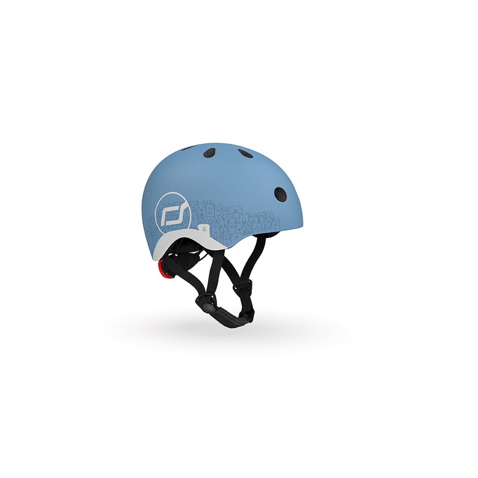Шлем защитный Scoot and Ride светоотражающий, с фонариком, 45-51 см (XXS/XS), серо-синий (SR-210225-STEEL) - фото 2
