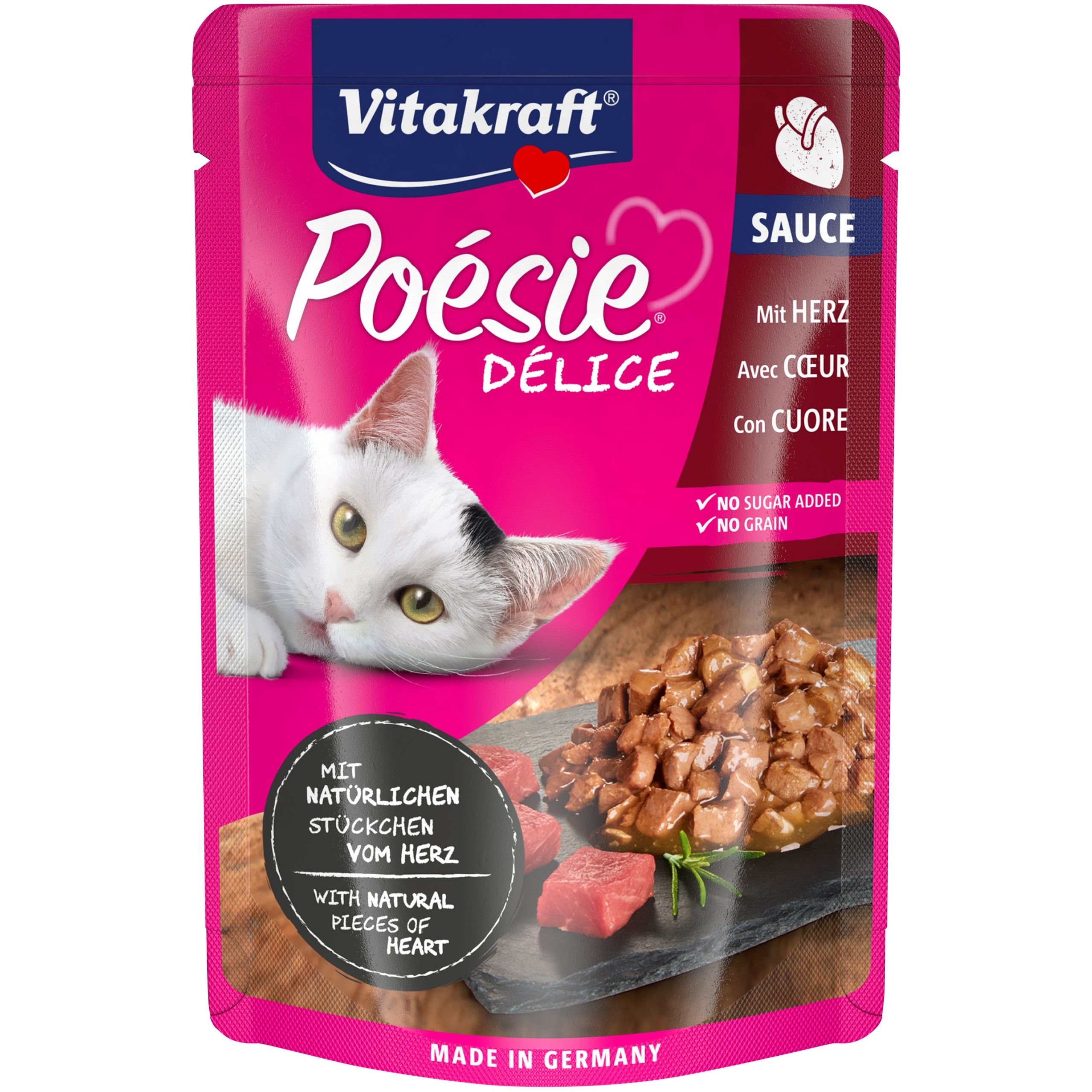 Влажный корм для кошек Vitakraft Poеsie Dеlice сердечки в соусе, 85 г - фото 1