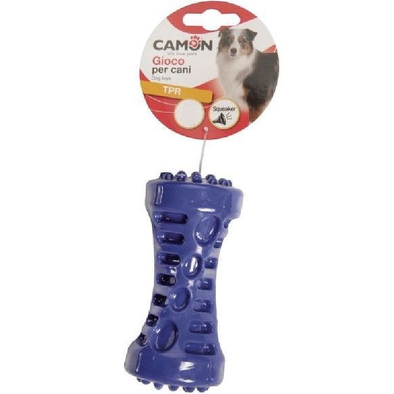 Іграшка для собак Camon Гантель-пищалка, термопластична гума, 17,5 см, в асортименті - фото 1