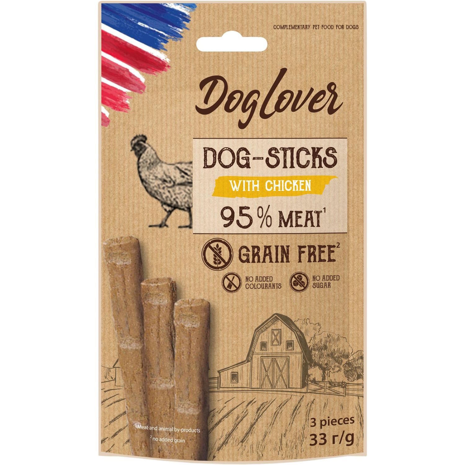 Ласощі для собак DogLover Sticks chicken, із куркою, 33 г (3 шт. по 11 г) - фото 1