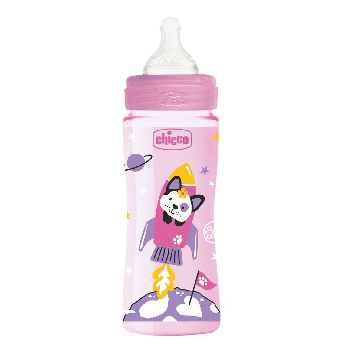 Пляшечка для годування Chicco Well-Being Physio Colors з силіконовою соскою, 330 мл, рожевий (28637.10) - фото 2
