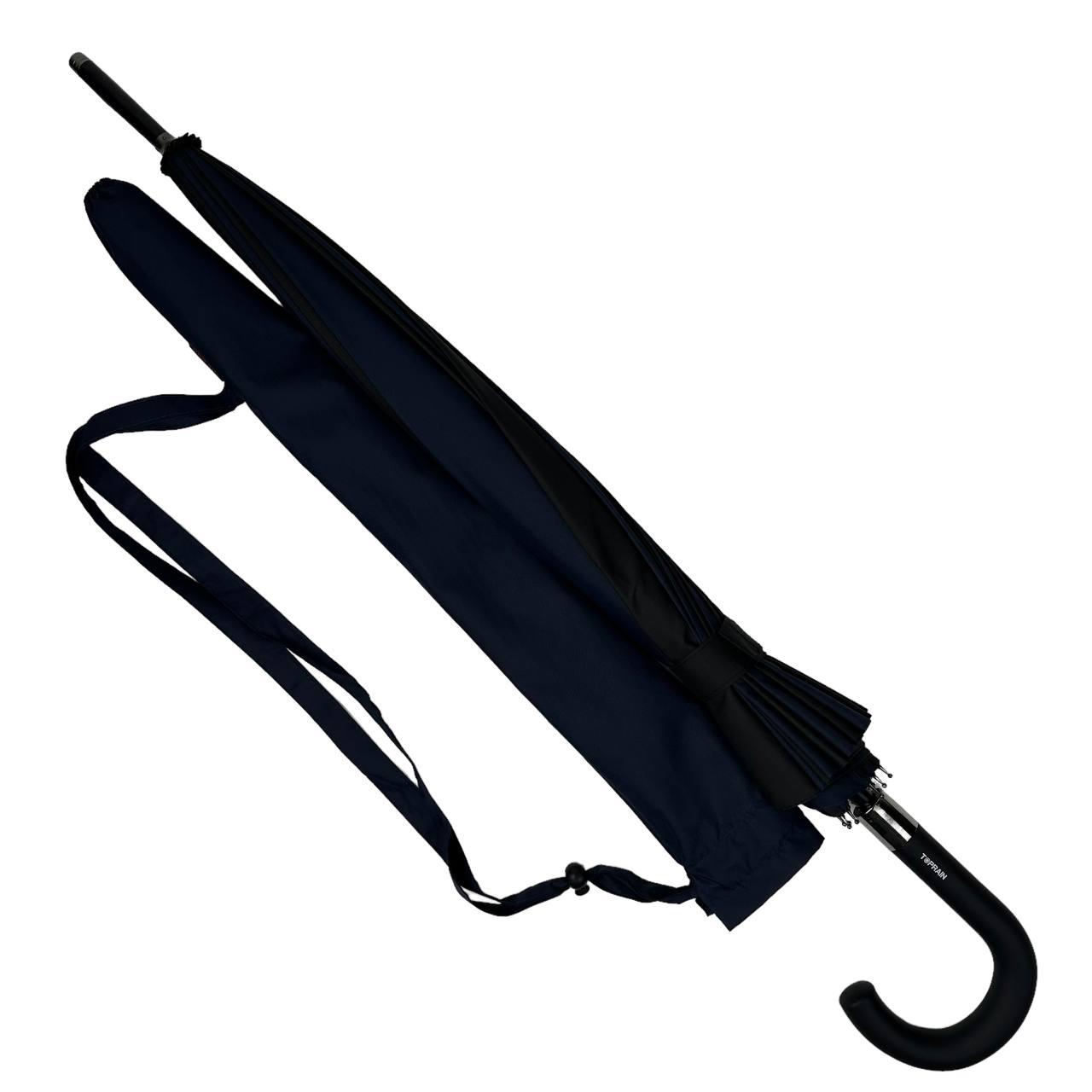 Жіноча парасолька-палиця напівавтомат Toprain 98 см синя - фото 2