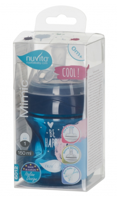Бутылочка для кормления Nuvita Mimic Cool, антиколиковая, 150 мл, синий (NV6012NIGHTBLUE) - фото 3