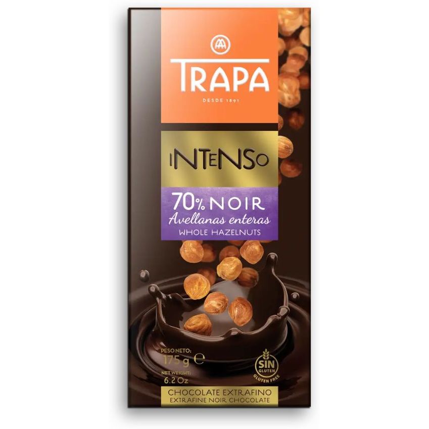 Шоколад чорний Trapa Intenso, з цілісним фундуком, 175 г - фото 1