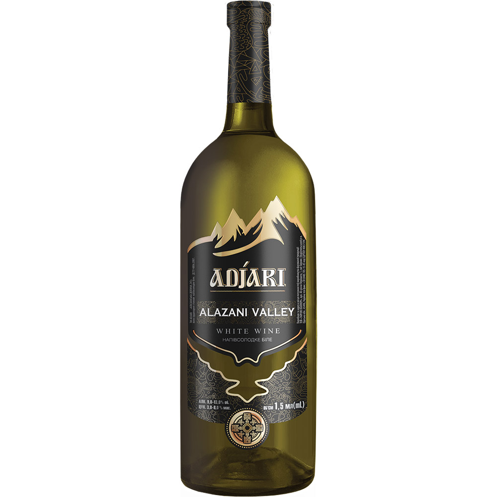 Вино Adjari Алазанская Долина, белое, полусладкое, 1,5 л - фото 1