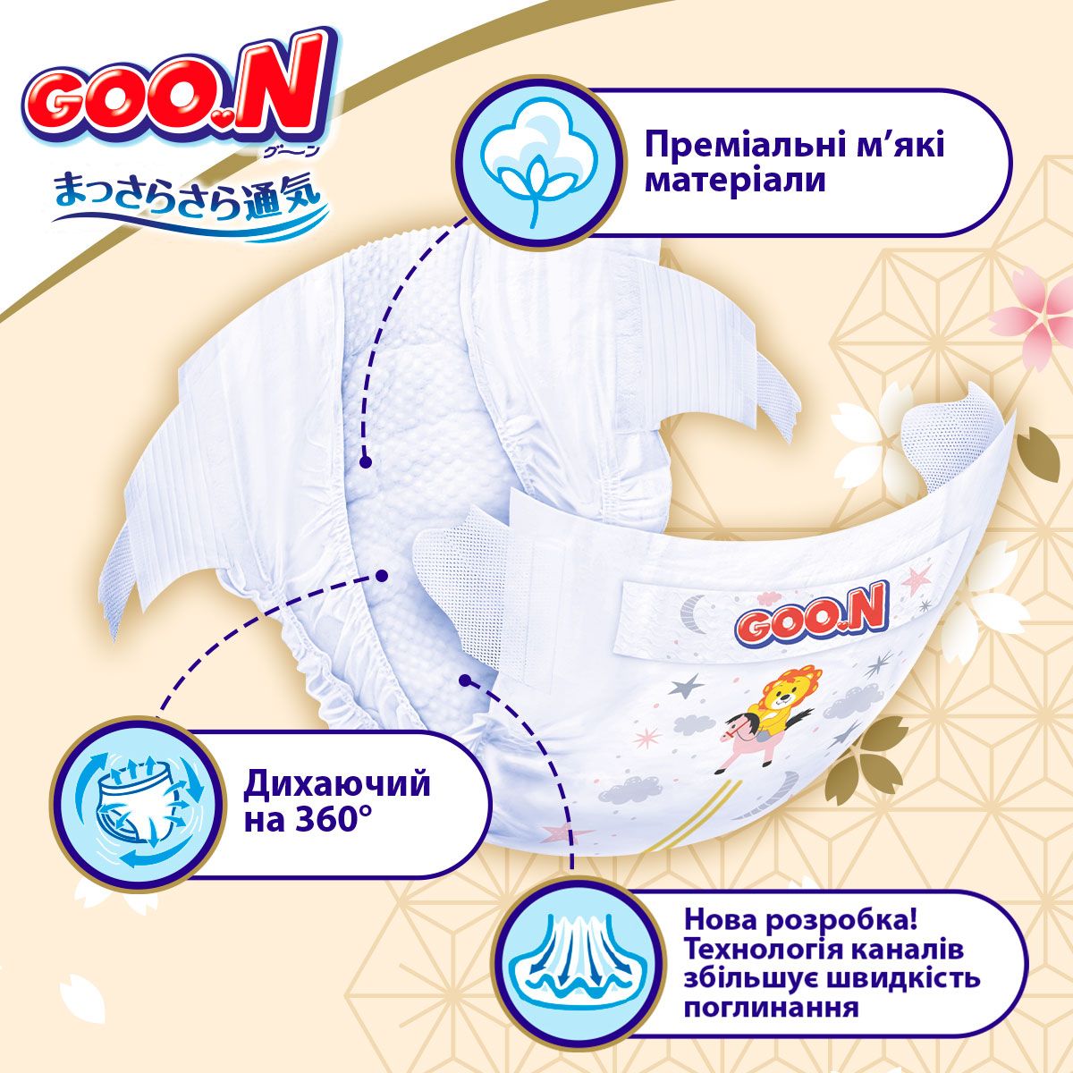 Підгузки Goo.N Premium Soft для новонароджених NB (до 5 кг) 72 шт. - фото 2