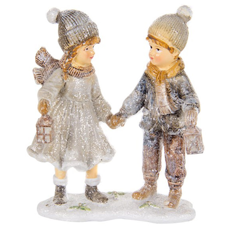 Фигурка декоративная Lefar Мальчик с девочкой, 10,5 см, серый с серебристым (192-210) - фото 1