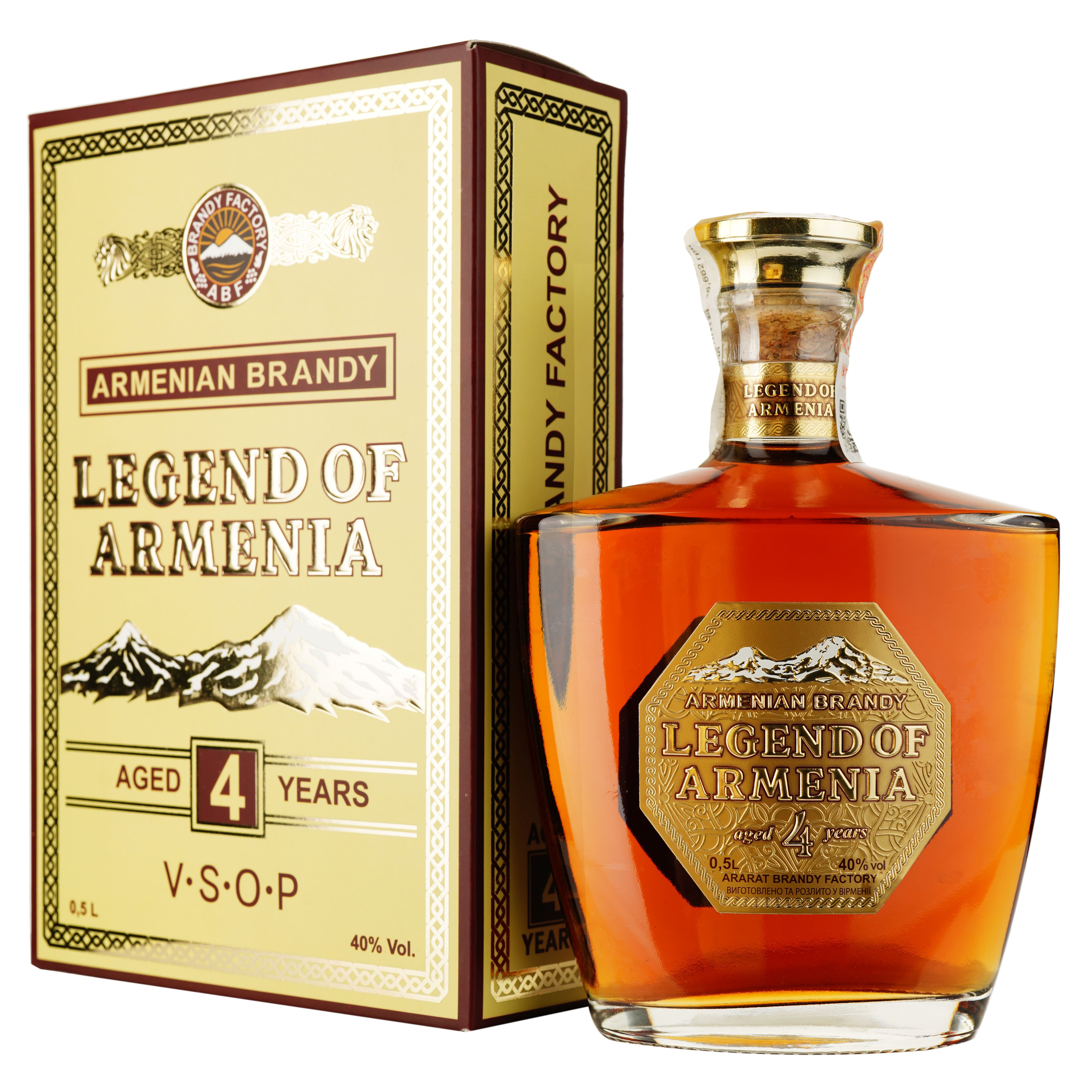 Бренди Legend of Armenia 4 года выдержки 40% 0.5 л, в подарочной упаковке - фото 1