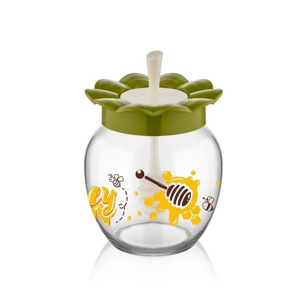 Банка Qlux Honey Green з ложкою для меду, 370 мл (6606662) - фото 1
