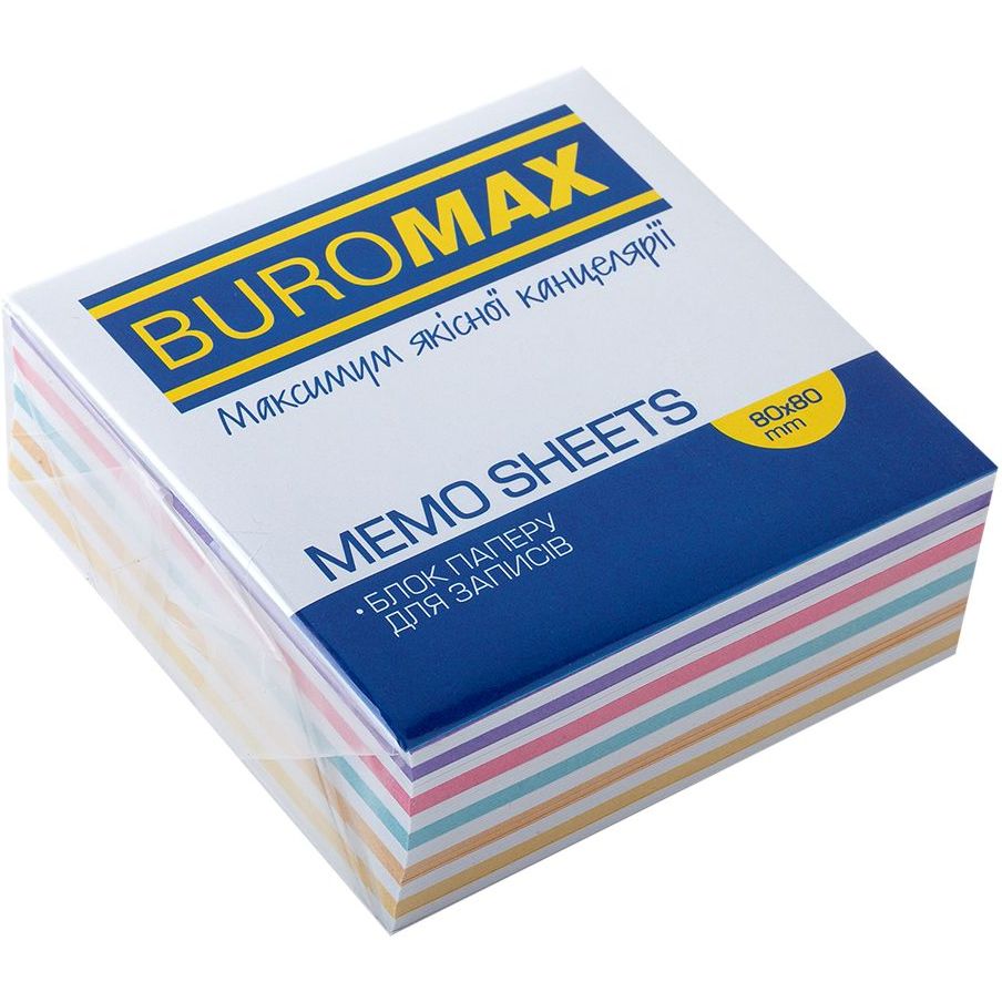 Блок паперу для нотаток Buromax Зебра проклеєний 80х80х30 мм різнобарвний (BM.2252) - фото 1