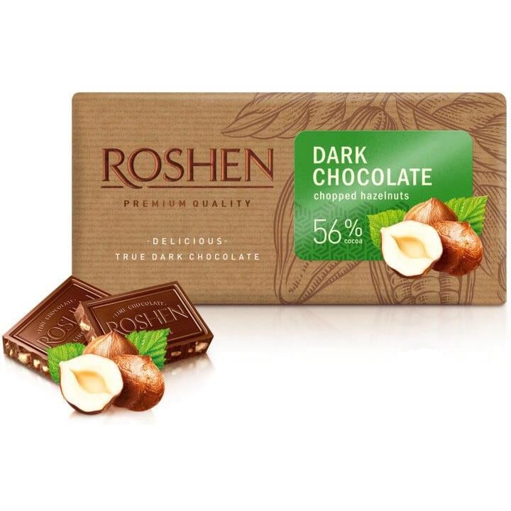 Шоколад черный Roshen с измельченным лесным орехом, 90 г (743234) - фото 1