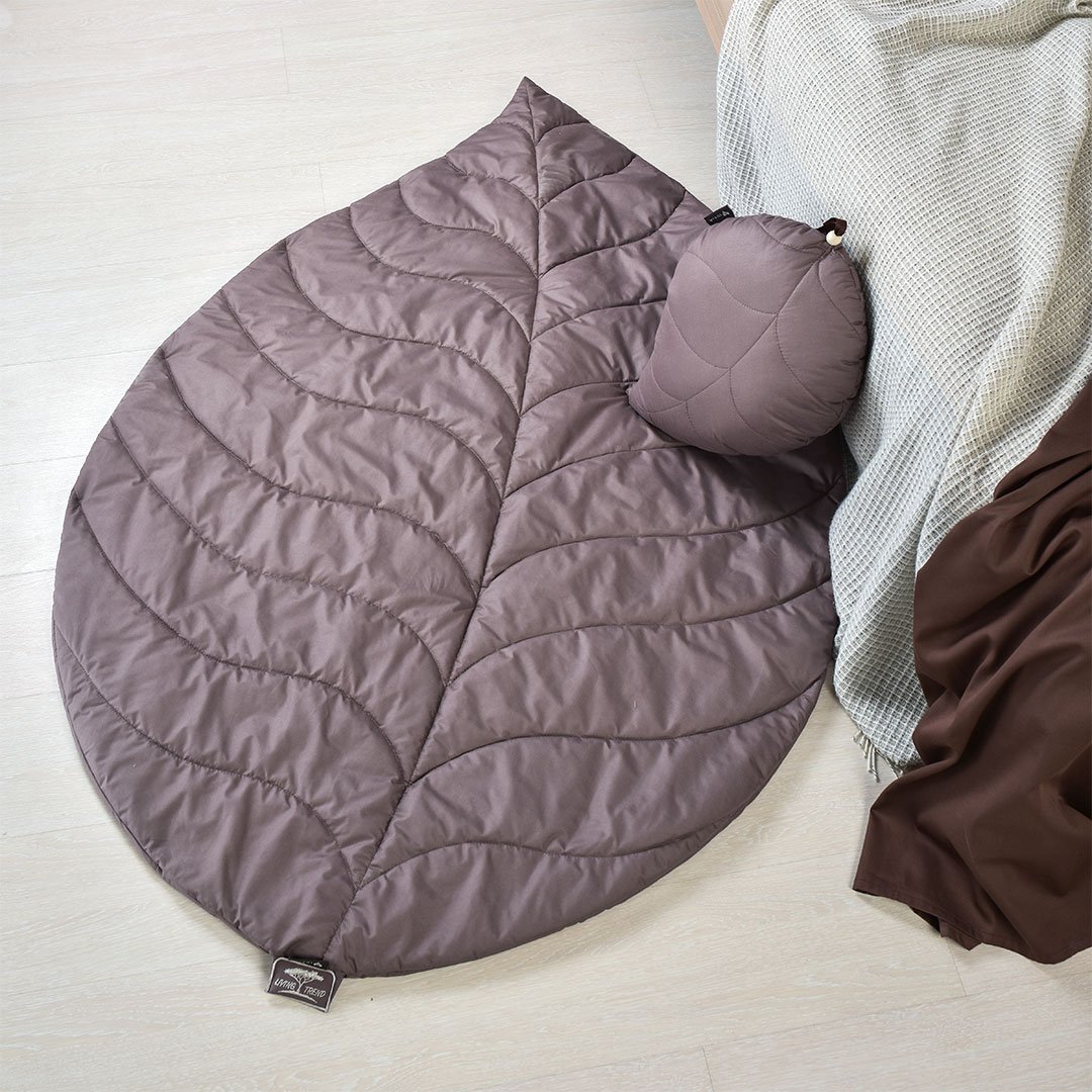 Набор Ideia Листочек, коврик + подушка, шоколадный (8-31654) - фото 1
