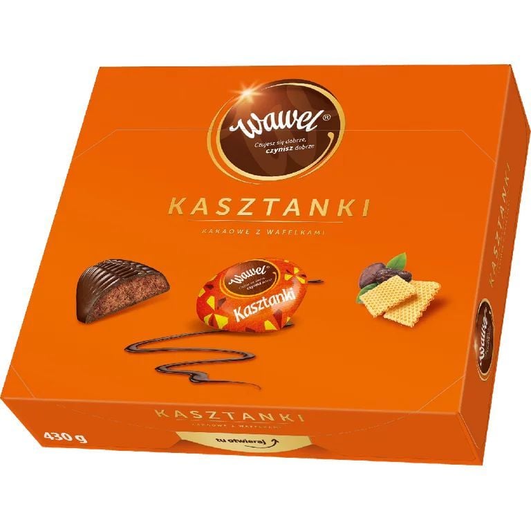 Конфеты Wawel Kasztanki темный шоколад с кусочками вафель, 330 г (925507) - фото 2