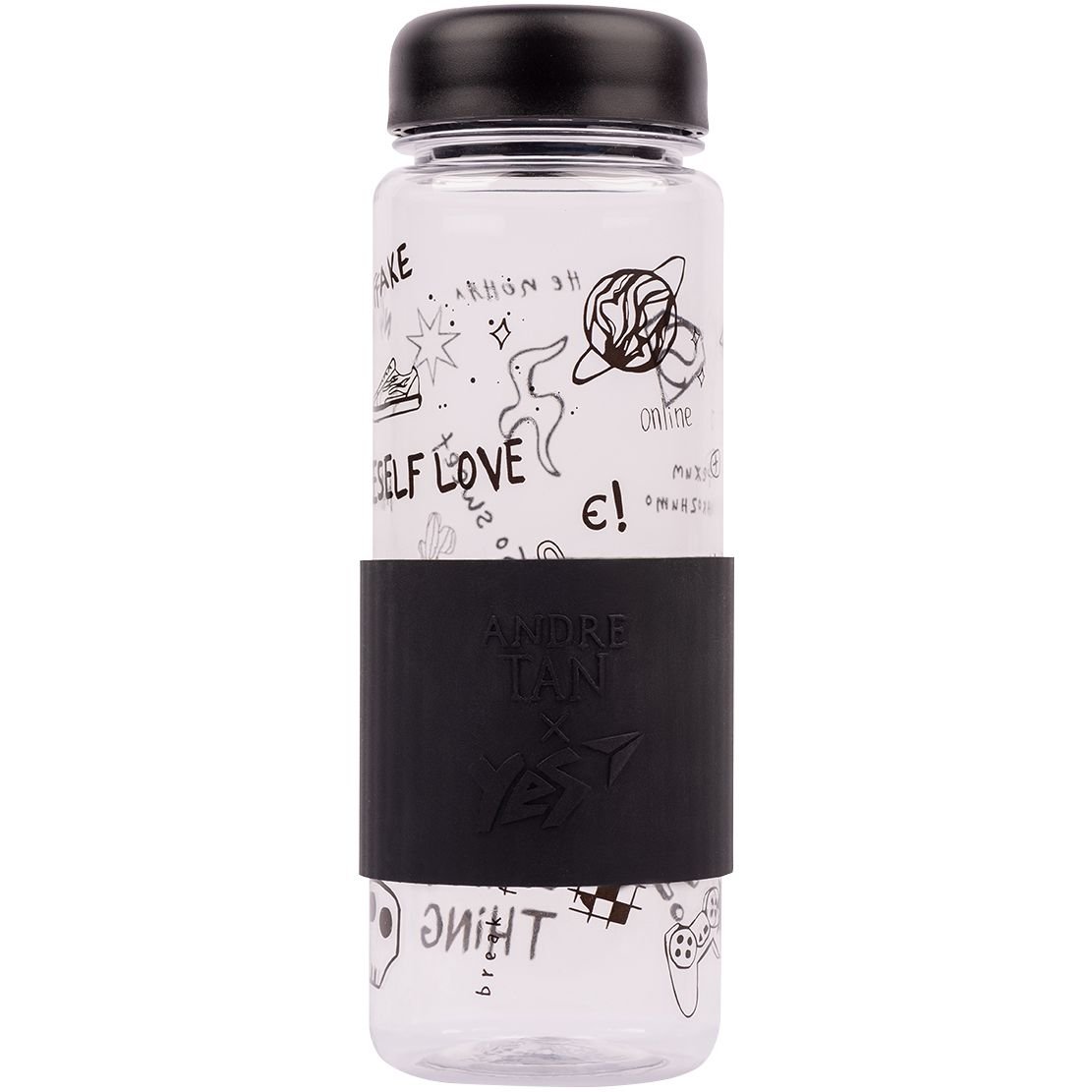 Бутылка для воды Yes by Andre Tan Dark, 500 мл, белая с черным (707373) - фото 1