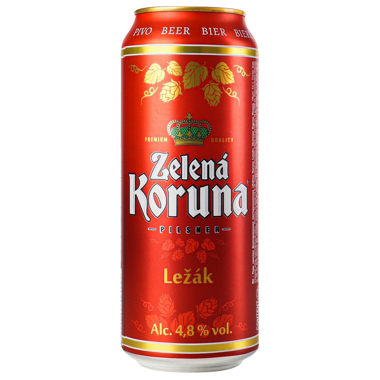 Пиво Zelena Koruna Lezak, світле, 4,8%, з/б, 0,5 л (812948) - фото 1