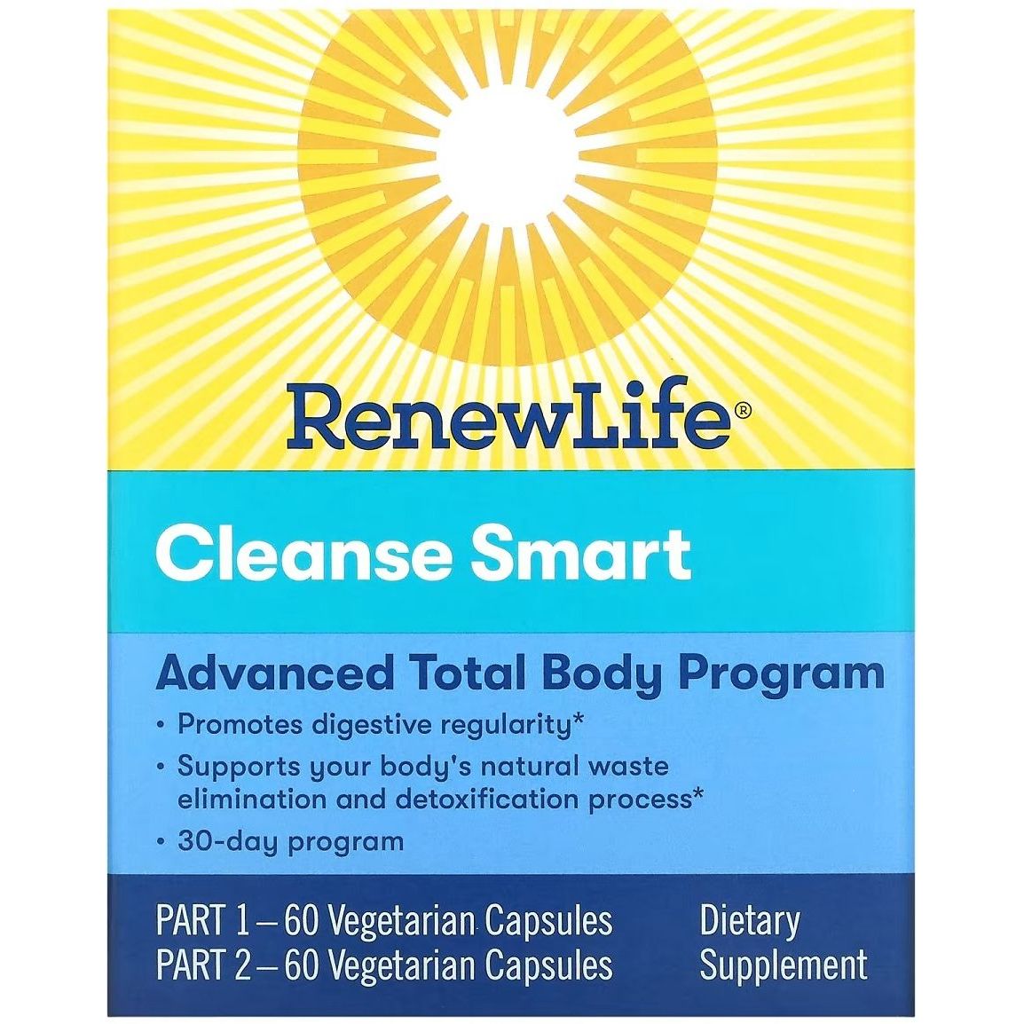 Очистка и детокс 30-дневная программа Renew Life Advanced Cleanse Smart 2 баночки по 60 вегетарианских капсул - фото 1