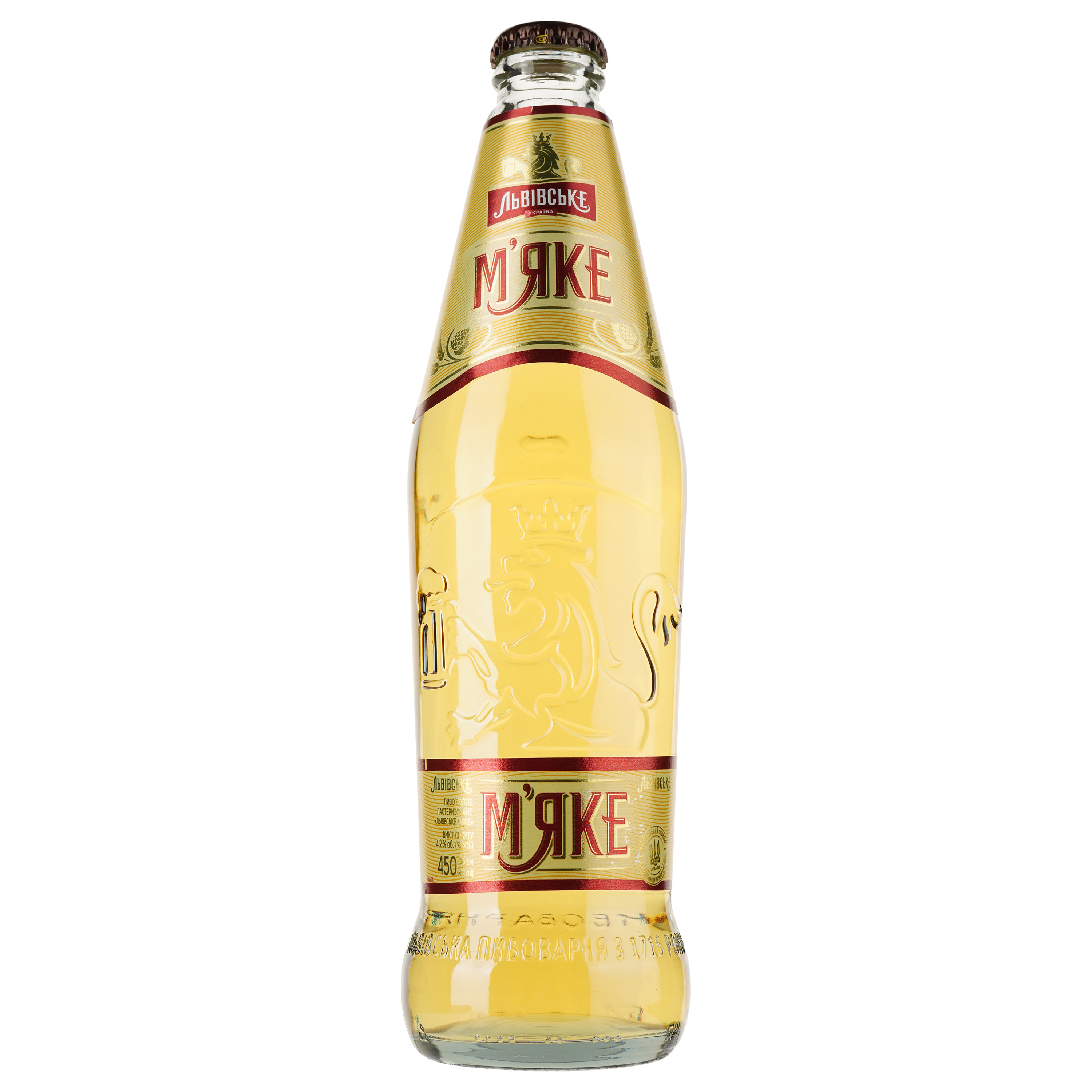 Пиво Львівське М'яке, світле, 4,2%, 0,45 л (908442) - фото 1