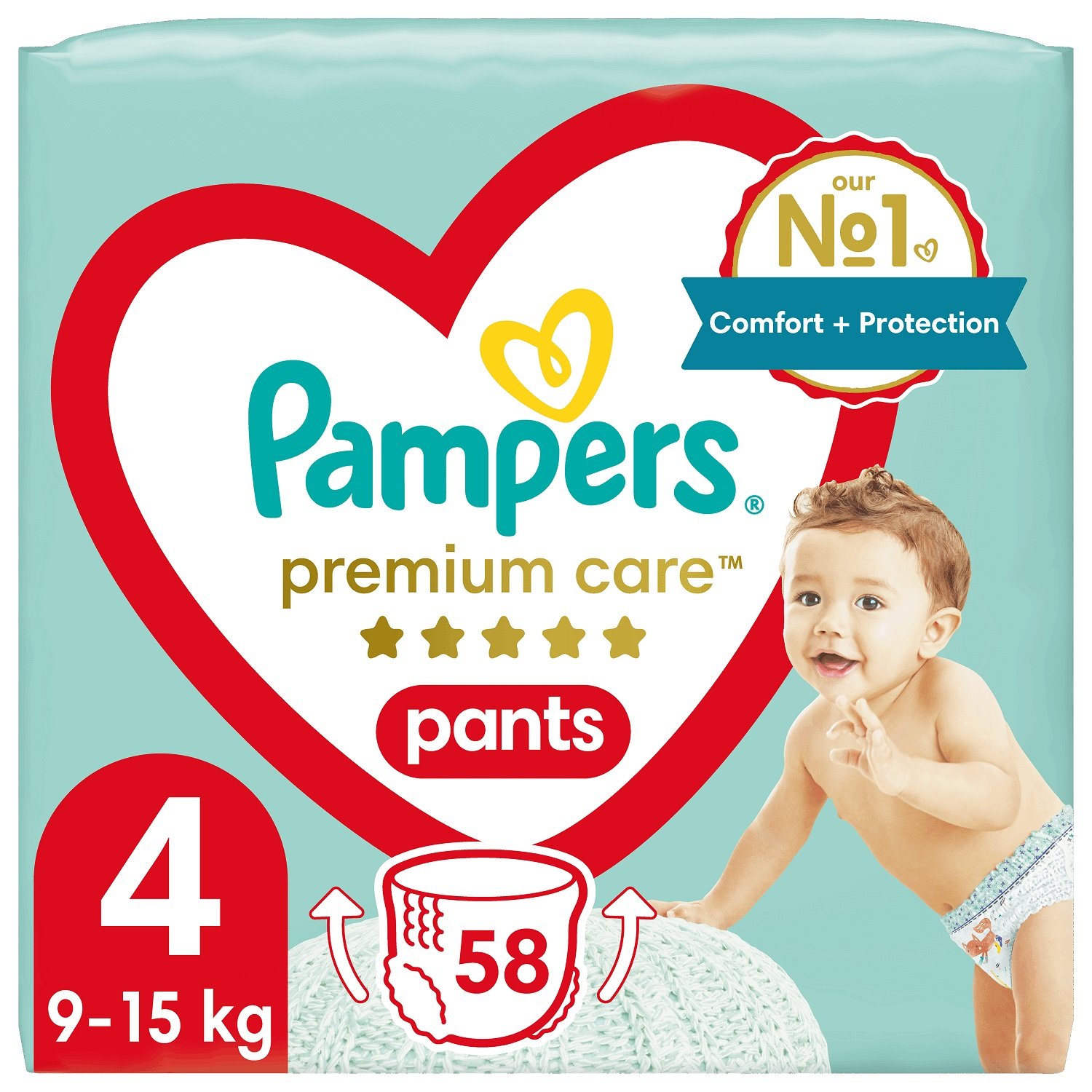 Підгузки-трусики Pampers Premium Care Pants 4 (9-15 кг), 58 шт. - фото 1