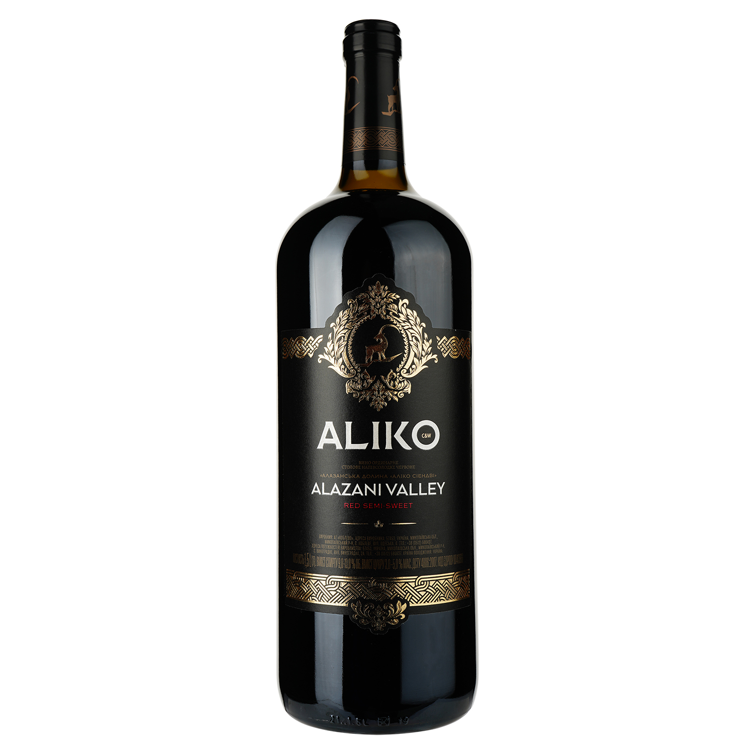 Вино Aliko Алазанська долина, червоне, напівсолодке, 9-13%, 1,5 л - фото 1