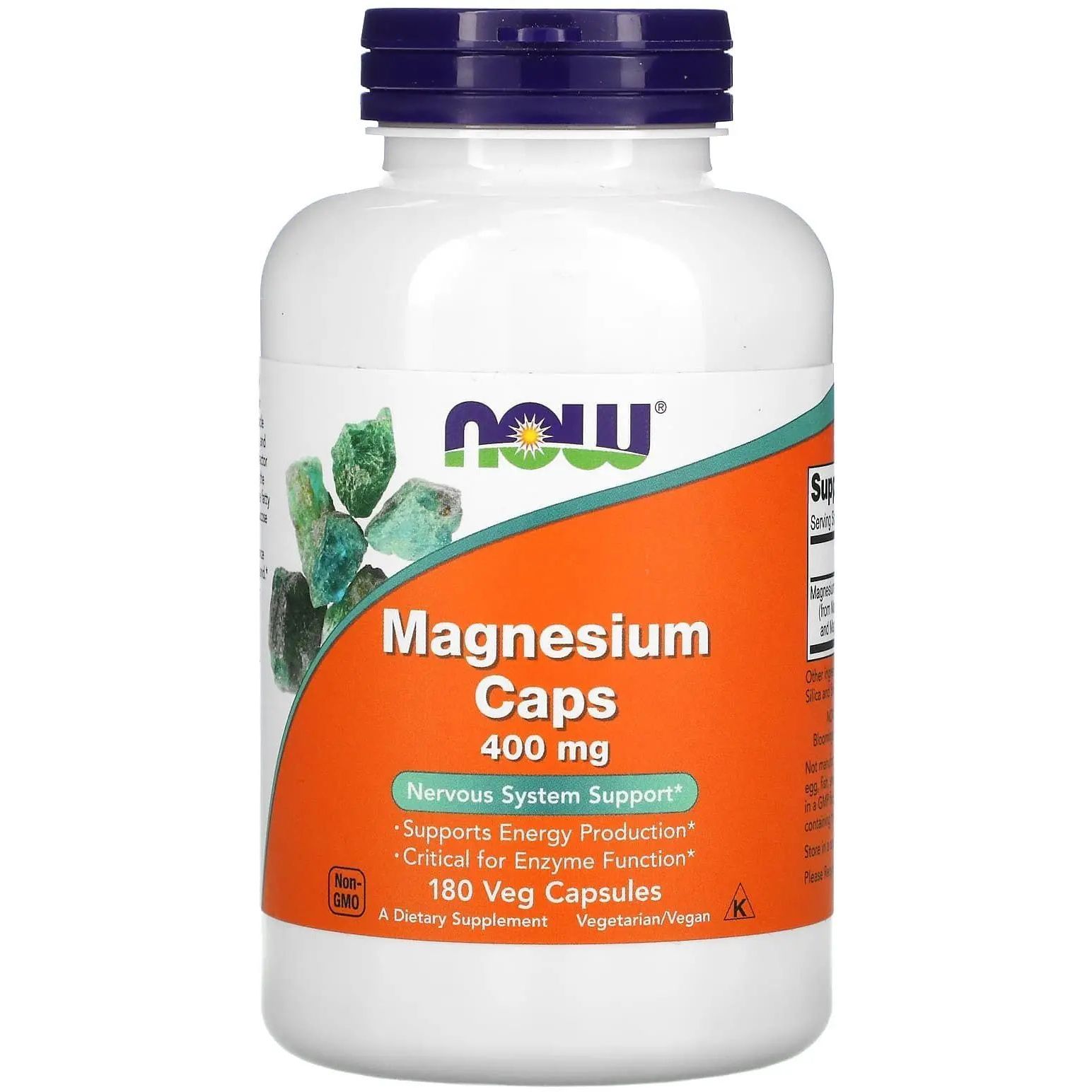 Магній Now Foods Magnesium Caps 400 мг 180 вегетаріанських капсул - фото 1