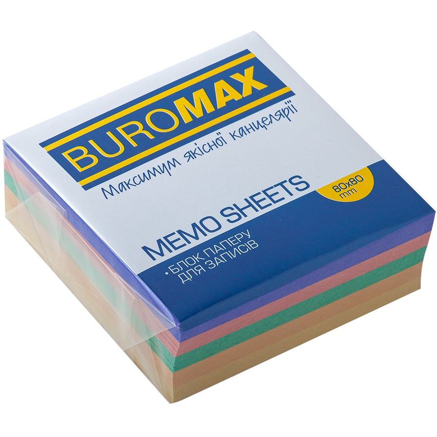 Блок бумаги для заметок Buromax Декор проклеенный 80х80х30 мм разноцветный (BM.2272) - фото 1