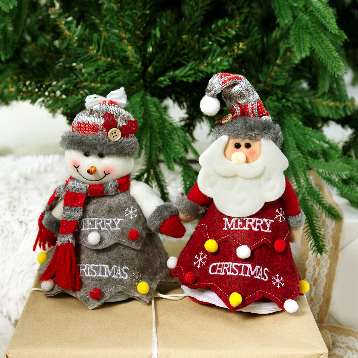 Мешочек для подарков МВМ My Home Снеговик 20х15х15 см серый (DH-NY-24 GRAY) - фото 8