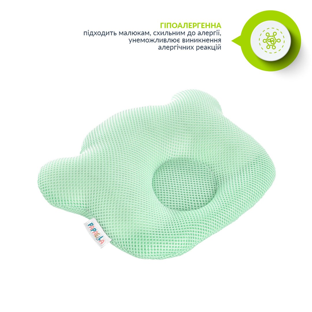 Подушка для младенцев ортопедическая Papaella Мишка, диаметр 8 см, мятный (8-32377) - фото 7