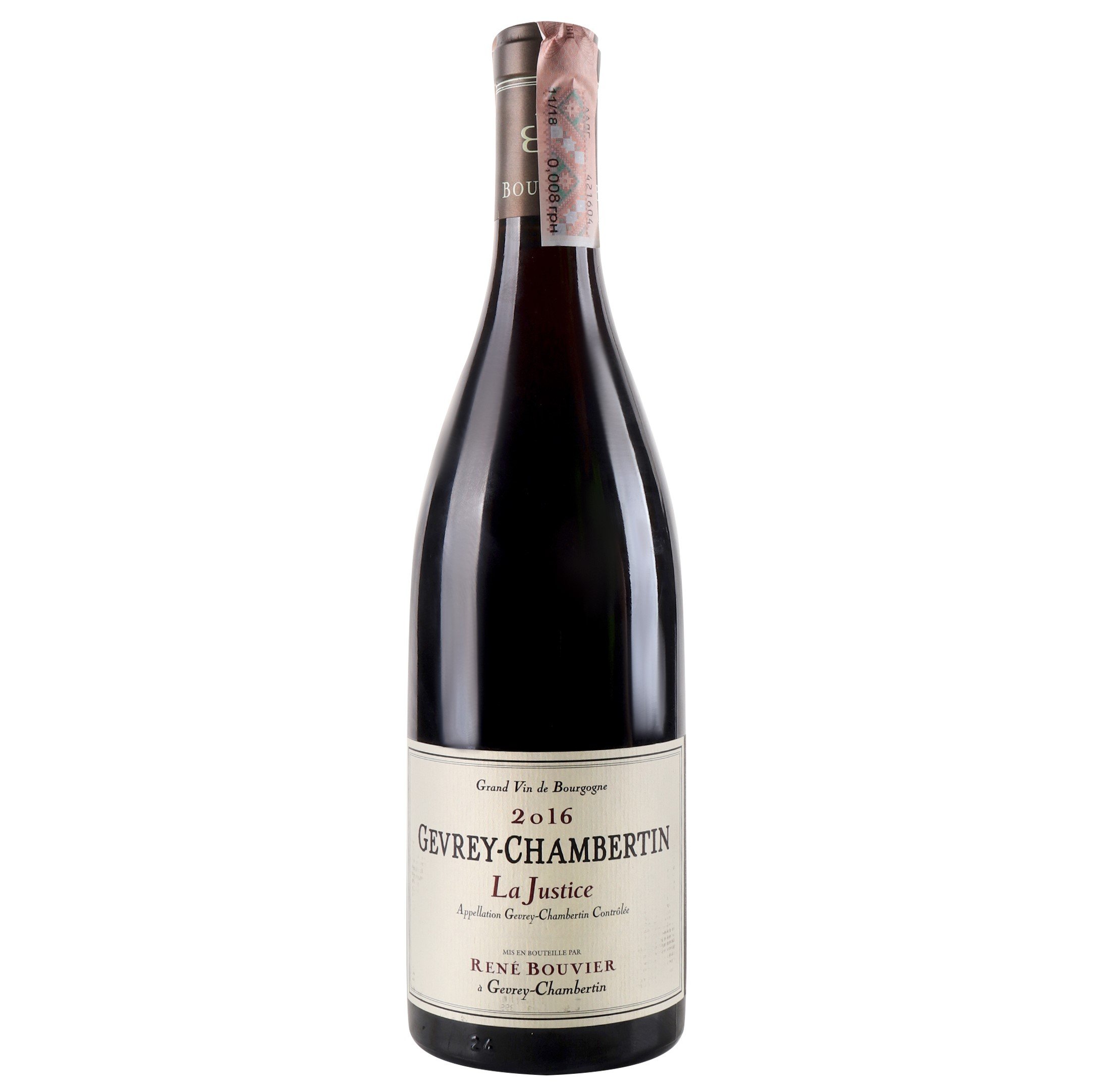Вино Domaine Rene Bouvier Gevrey-Chambertin La Justice 2016 АОС/AOP, красное, сухое, 13%, 0,75 л (776106) - фото 1