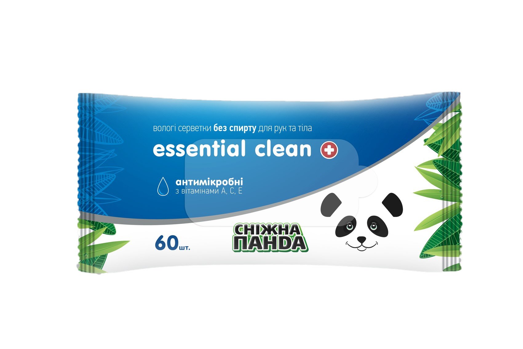 Вологі серветки Сніжна Панда Essential Clean Вітаміни, 60 шт. - фото 1
