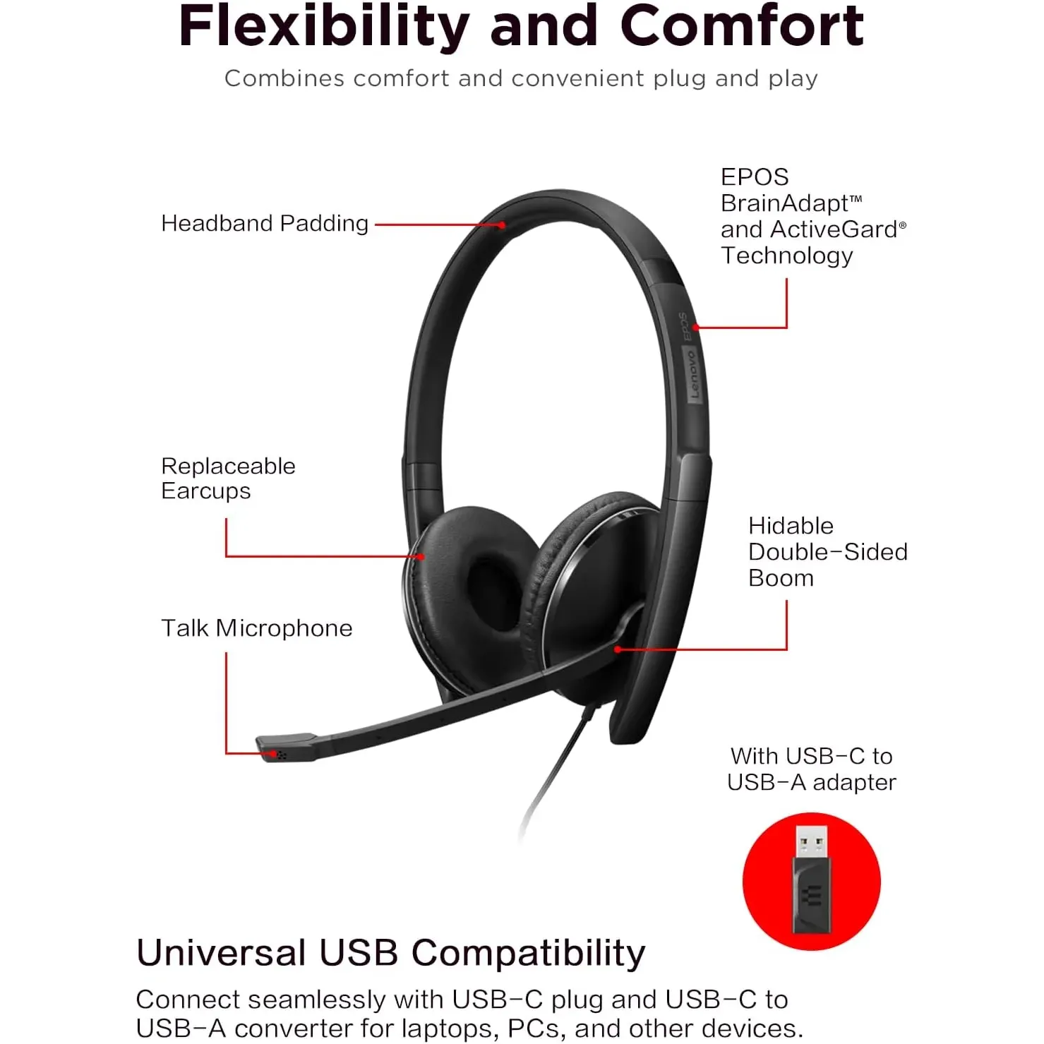 Гарнитура Lenovo Wired ANC Headset Gen 2 Teams купить в Киеве