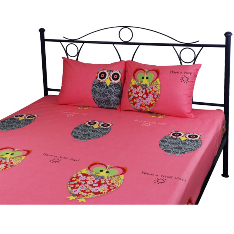 Набор Руно Owl, Простыня + наволочки, 200х220 см, 50х70 см, розовый (22.137_Owl) - фото 1