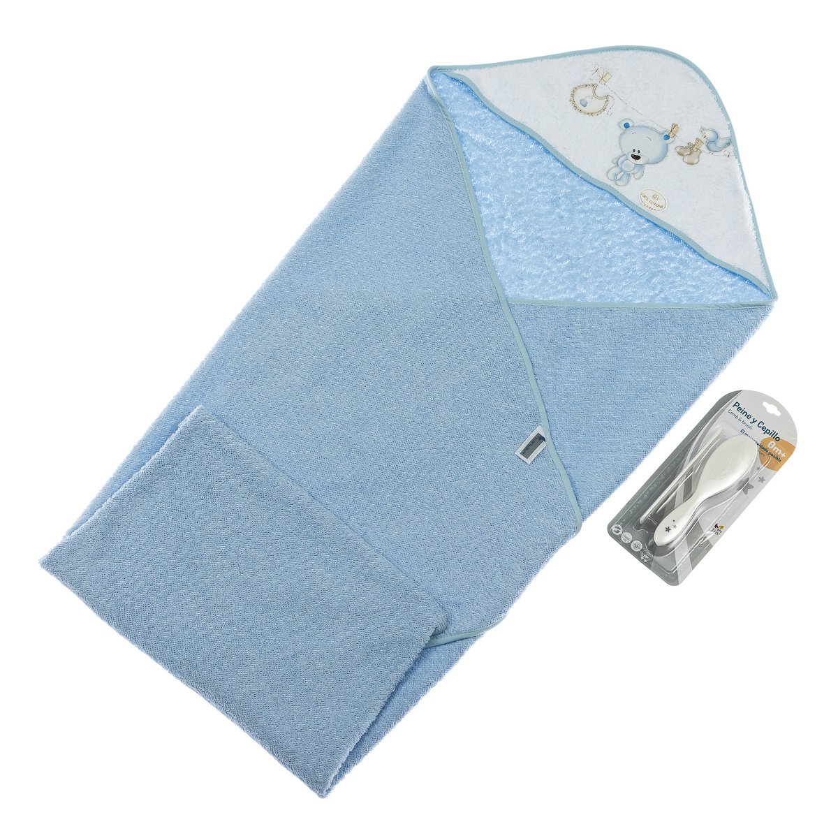 Рушник з гребінцем і щіткою Interbaby Teddy, блакитний (8100222) - фото 1