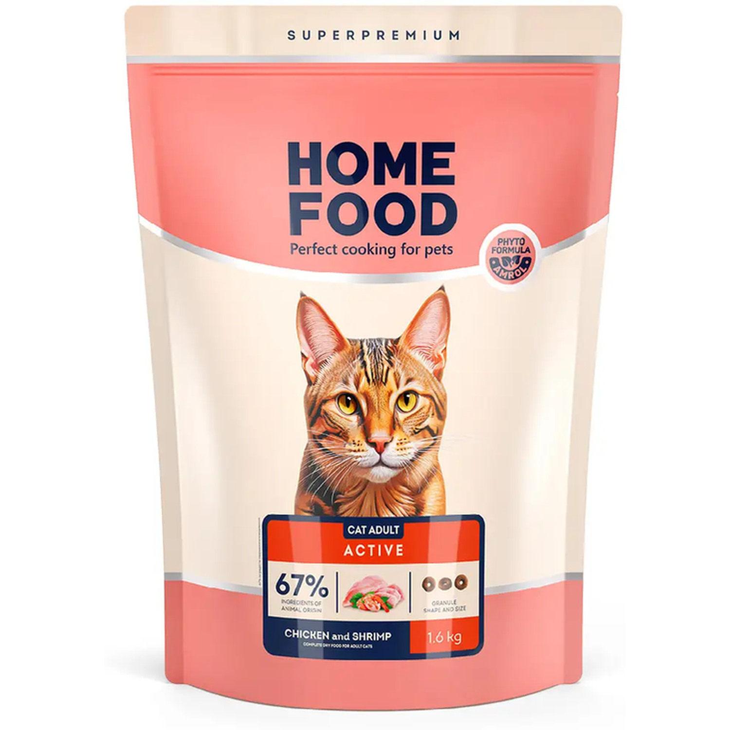Сухой корм для активных кошек Home Food Adult, с курочкой и креветкой, 1.6 кг - фото 1