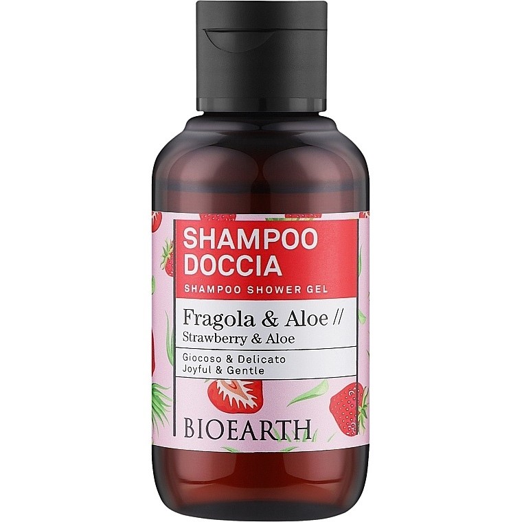 Шампунь-гель для душа Bioearth Family Strawberry & Aloe Shampoo Shower Gel 100 мл - фото 1