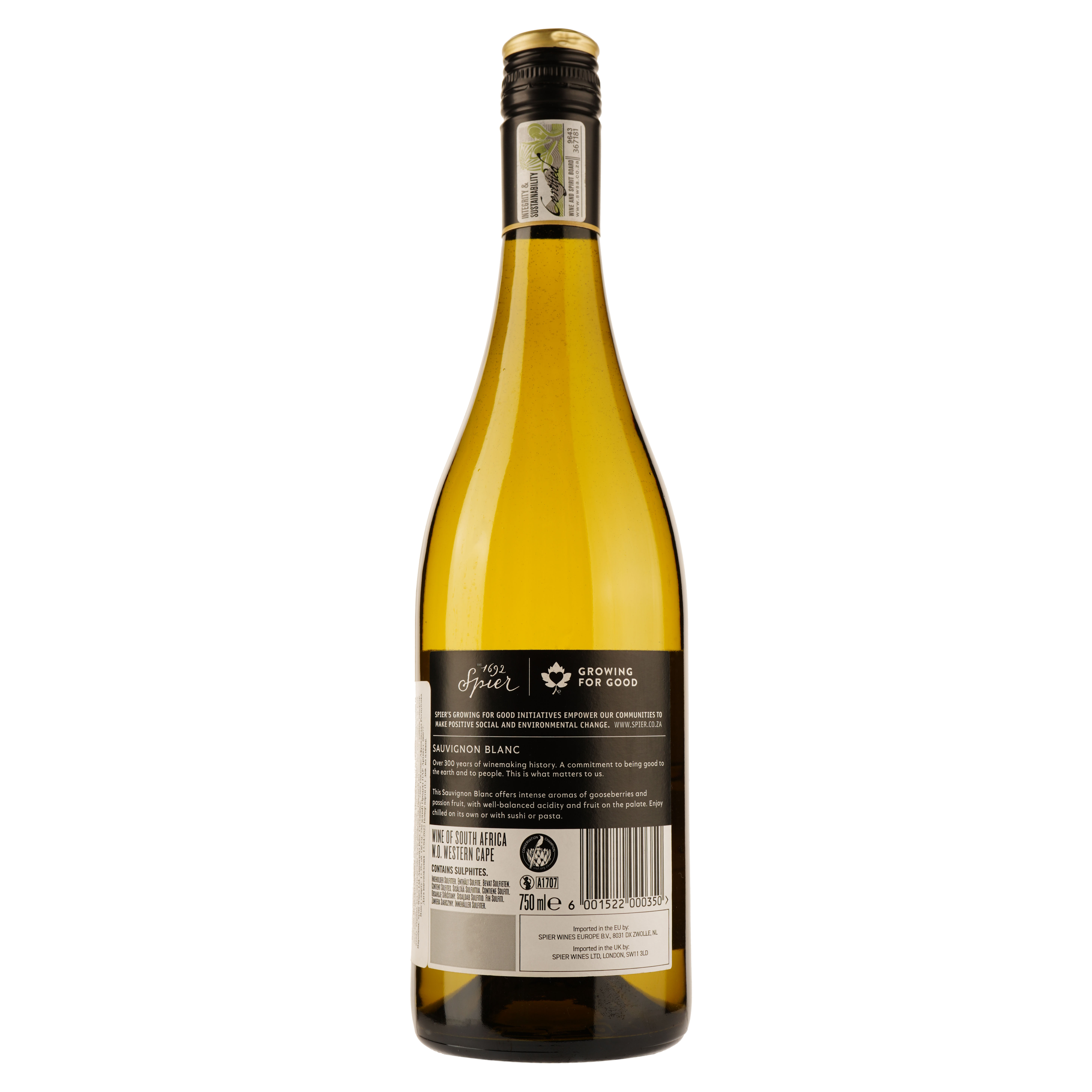 Вино Spier Wines Sauvignon Blanc Spier Signature, белое, сухое, 0,75 л - фото 2