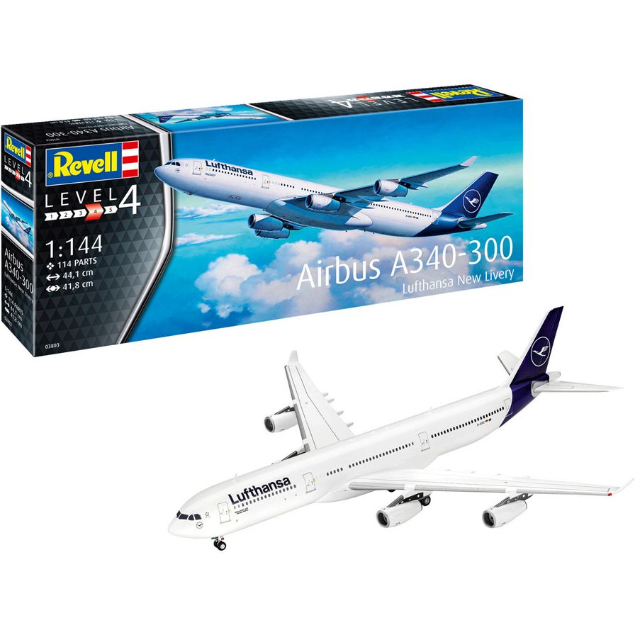 Збірна модель Revell Літак Airbus A340-300 Lufthansa рівень 4, масштаб 1:144, 114 деталей (RVL-03803) - фото 2