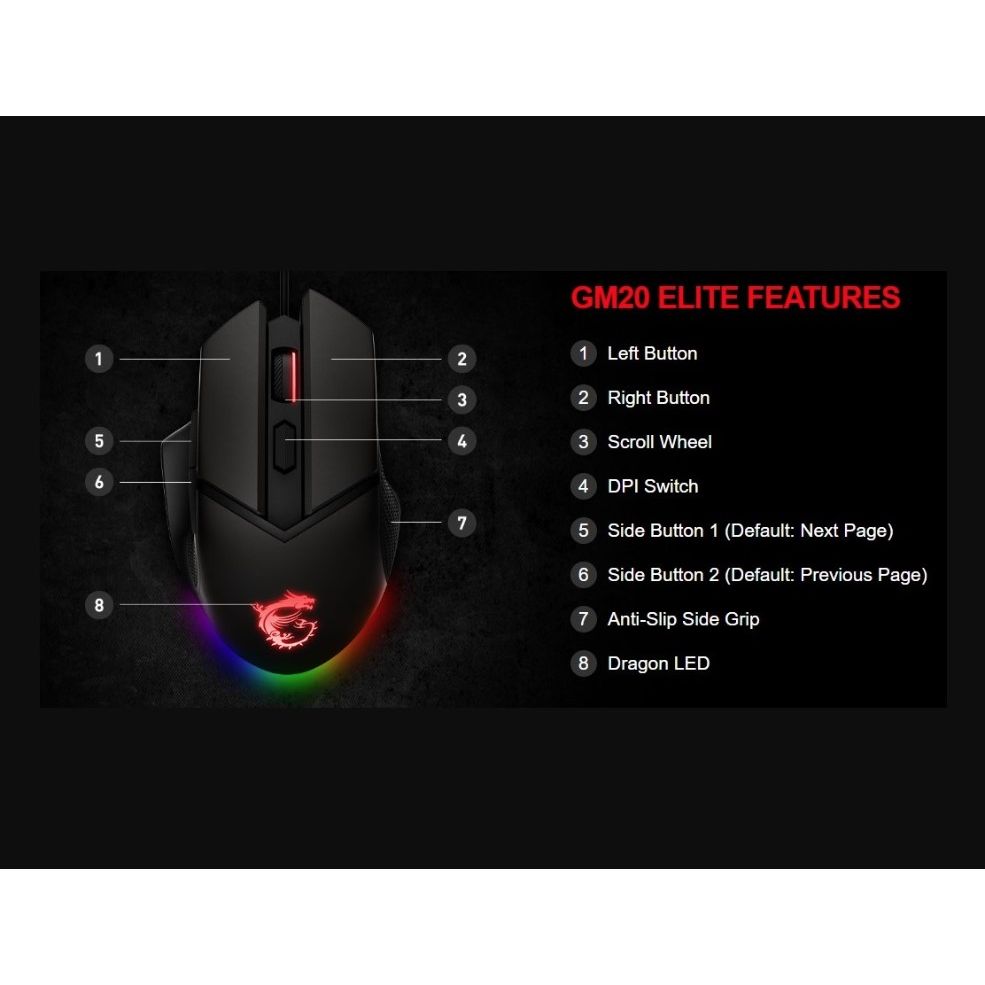 Игровая мышь MSI GM20 Clutch Elite Mouse Gaming - фото 8