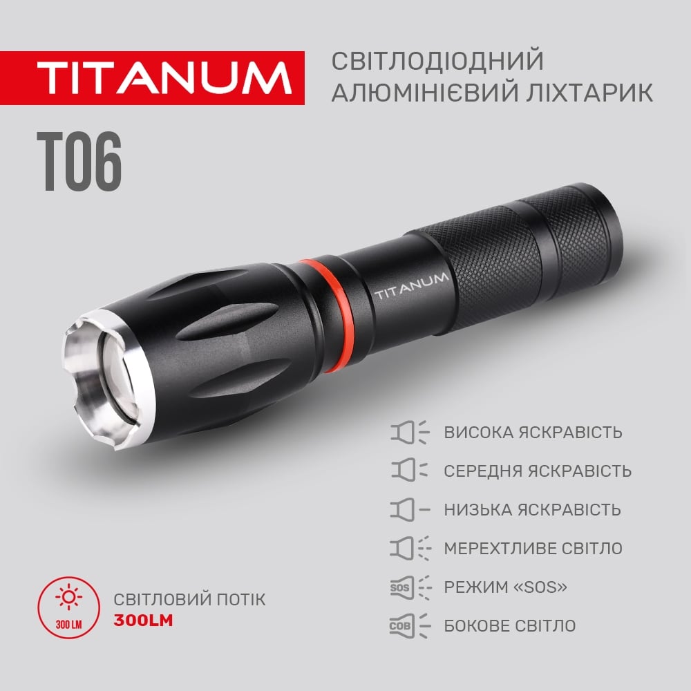 Ліхтар портативний Videx Titanum 300 Lm 6500 K (TLF-T06) - фото 5