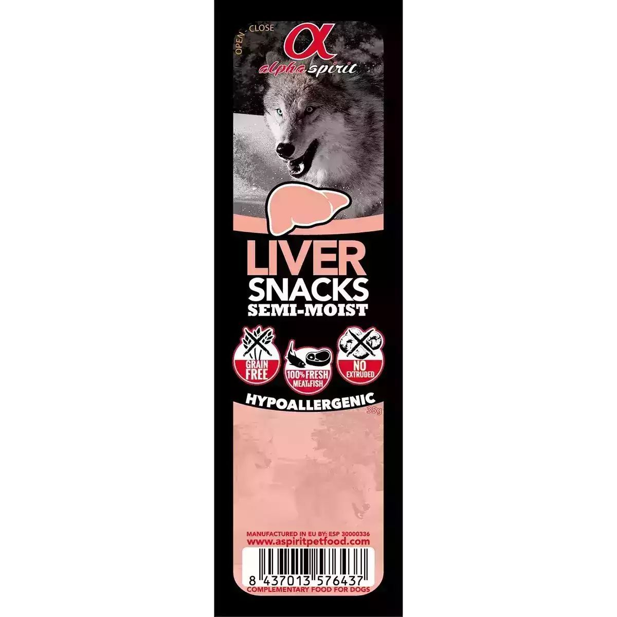 Напіввологі ласощі для собак Alpha Spirit Snacks Liver, кубики з печінки, 35 г - фото 1