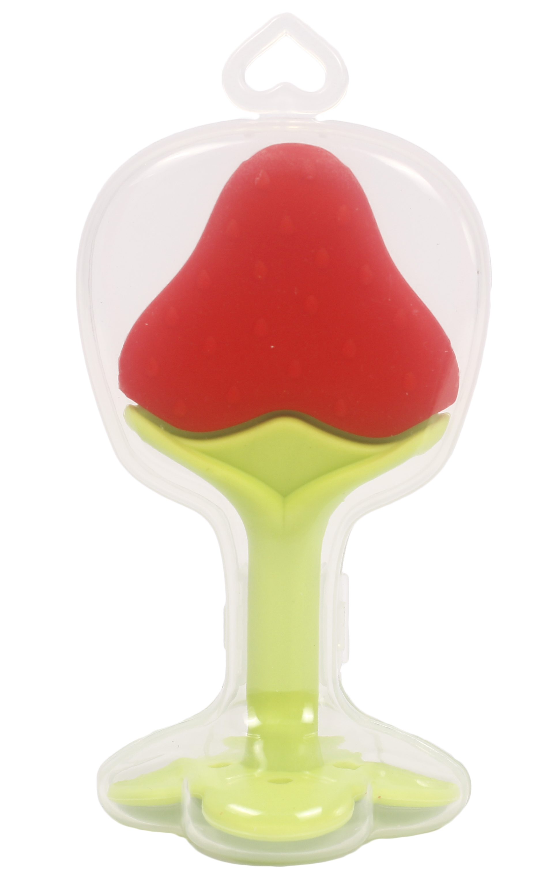 Прорезыватель для зубов Lindo Клубника, силиконовый, красный с салатовым (LI 320 клуб) - фото 2
