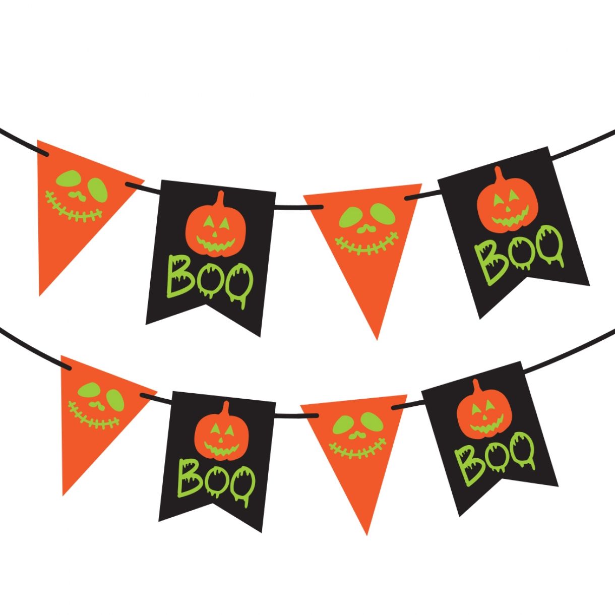 Гирлянда бумажная Yes! Fun Halloween Pumpkin Faces Флажки, 3 м, светящиеся в темноте (801180) - фото 1