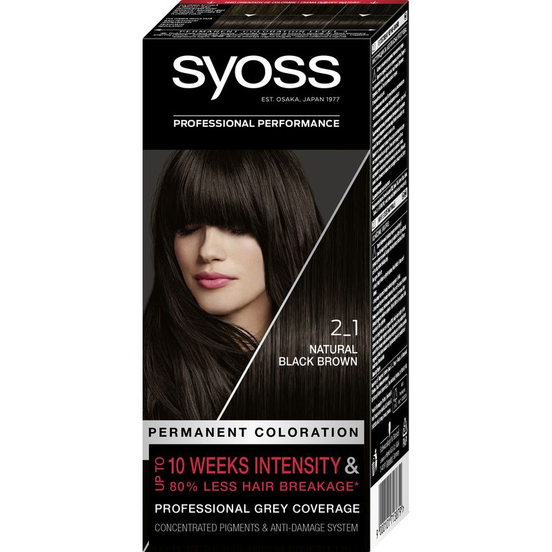 Краска для волос Syoss 2-1, Насыщеный Черно-Каштановый, 115 мл - фото 1
