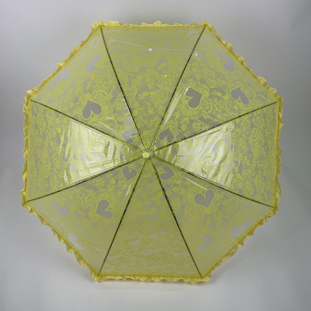 Дитяча парасолька-палиця напівавтомат S&L 84 см жовта - фото 2