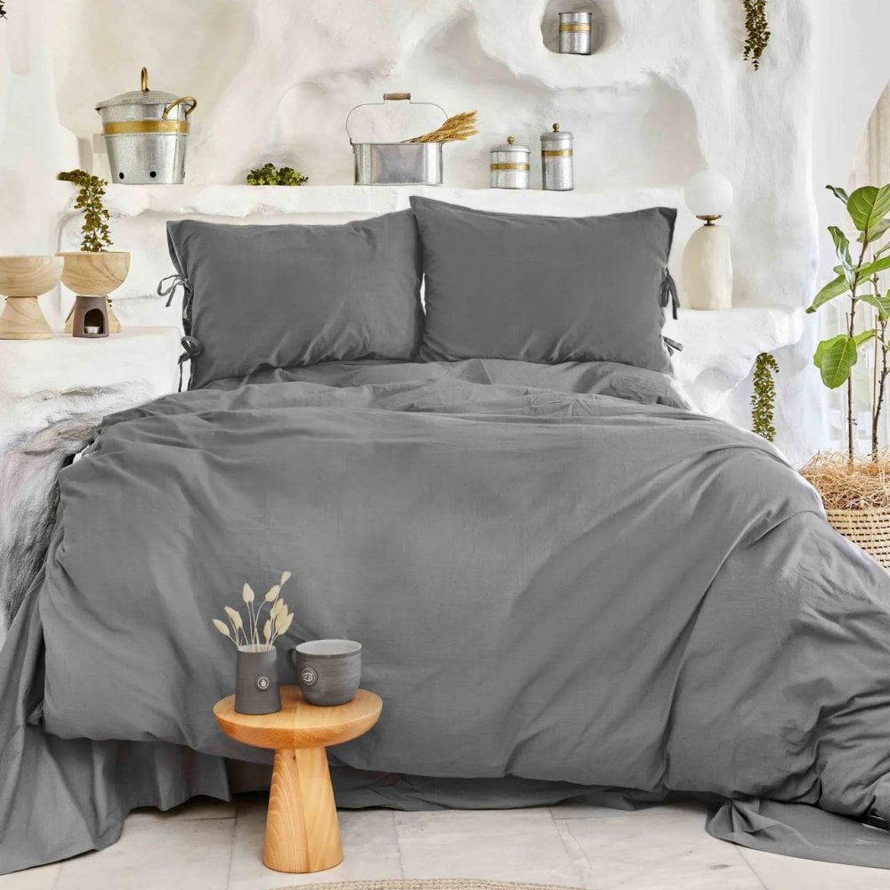 Комплект постельного белья Karaca Home 4 Element Hava Su antrasit, евростандарт, серый (svt-2000022300810) - фото 1