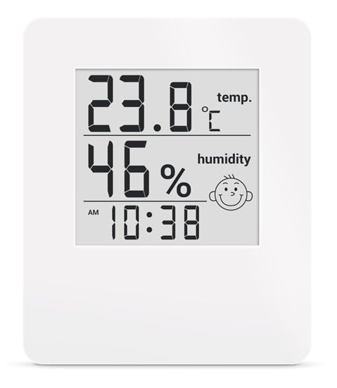 Цифровой гигрометр-термометр Стеклоприбор Т-17 с часами, белый (404683) - фото 1